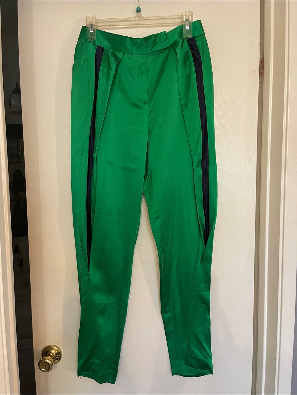 L.A.M.B. Green trouser pants 100% silk pants